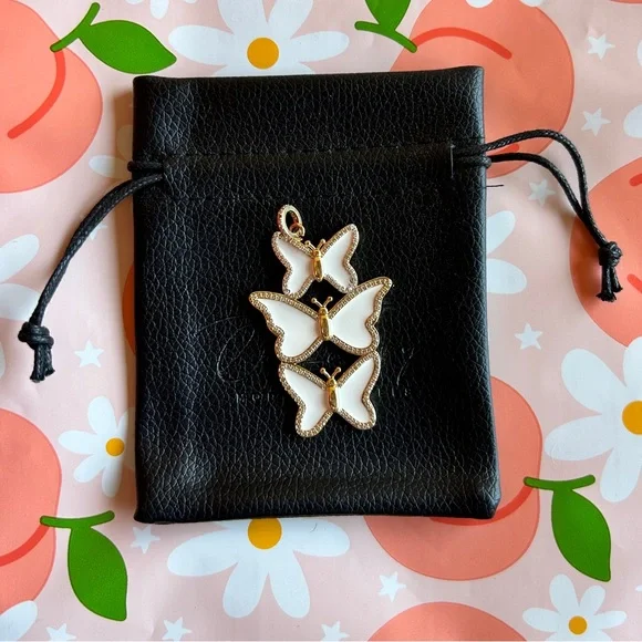 White Butterfly Trio Pendant Necklace - Picture 1 of 3